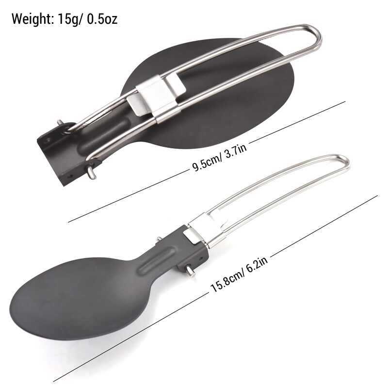 Alumīnija saliekamās karotes un Spork salokāmu kempinga piederumu komplekts kempinga pārgājieniem