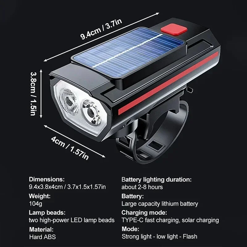 Prednje svjetlo bicikla Punjivo USB sa 120dB sirenom Mtb Prednje svjetlo cestovnog bicikla Lampa upozorenja za noćnu vožnju Svjetlo za bicikl