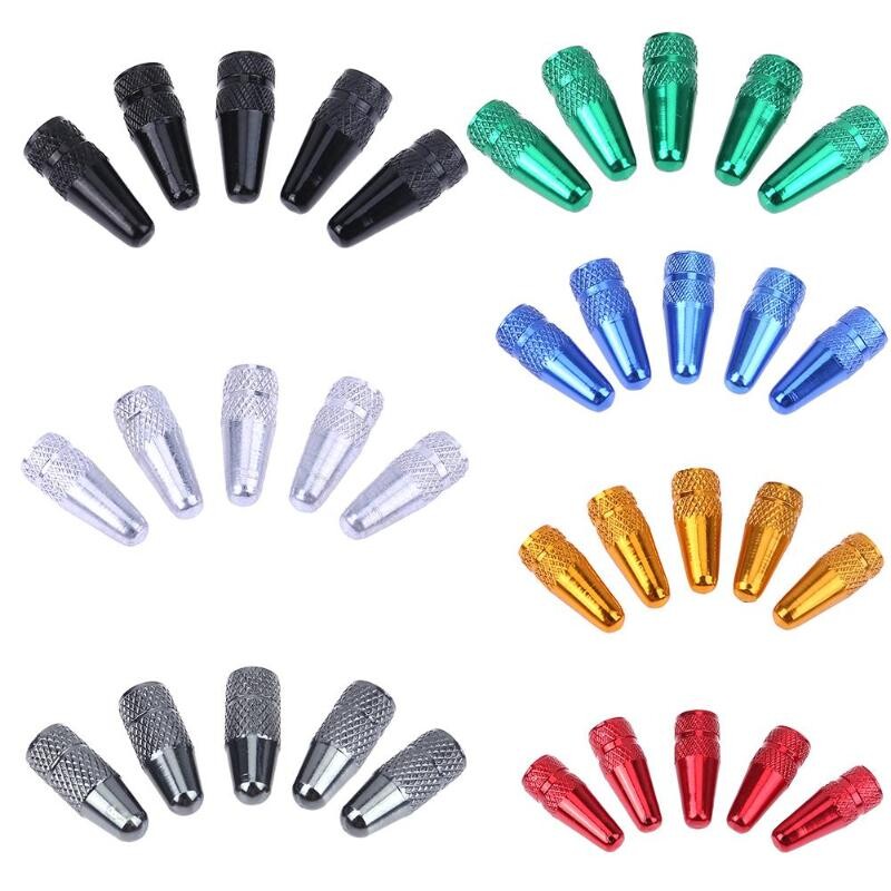 5gab velosipēda riepas vārsta vāciņš alumīnija augstspiediena vāciņi vārstiem Presta velosipēda riepu cepure MTB velosipēda piederumi varavīksnes krāsa