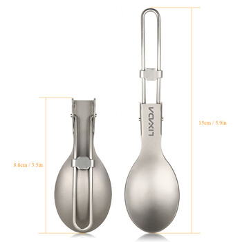 Πτυσσόμενο κουτάλι Lixada Titanium Spork Outdoor σερβίτσιο Μαγειρικά σκεύη υπαίθριου κάμπινγκ Ελαφριά διπλωμένα μαχαιροπήρουνα για πικνίκ κατασκήνωσης