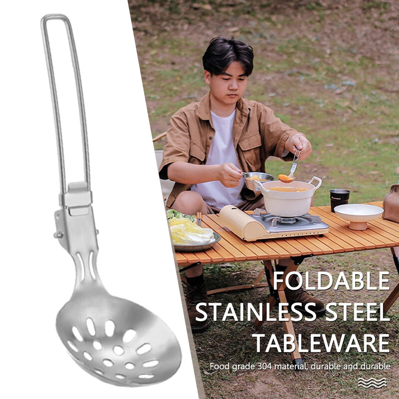 Āra kempinga galda piederumi saliekams karotes zupas kauss nerūsējošais tērauds, nodilumizturīgs pārnēsājams ēdiena gatavošanas karotes trauks karotes rīks