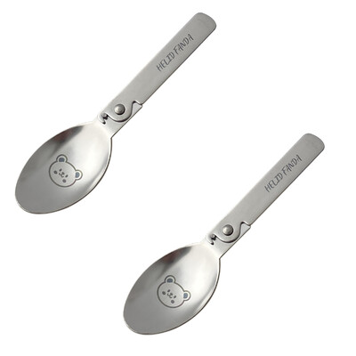 WORTHBUY āra pārnēsājama saliekamā karote 304 nerūsējošā tērauda zupas karote, piknika divkārša saldējuma kafijas karote virtuves galda piederumi