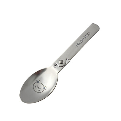 WORTHBUY āra pārnēsājama saliekamā karote 304 nerūsējošā tērauda zupas karote, piknika divkārša saldējuma kafijas karote virtuves galda piederumi