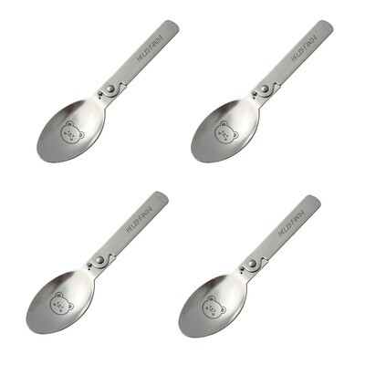 WORTHBUY āra pārnēsājama saliekamā karote 304 nerūsējošā tērauda zupas karote, piknika divkārša saldējuma kafijas karote virtuves galda piederumi