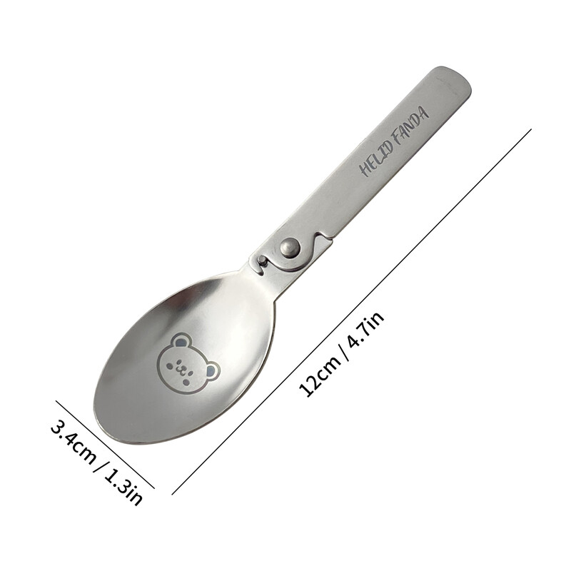 WORTHBUY āra pārnēsājama saliekamā karote 304 nerūsējošā tērauda zupas karote, piknika divkārša saldējuma kafijas karote virtuves galda piederumi