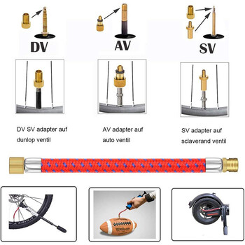 Комплект за помпане на велосипедни гуми Адаптер за велосипеден клапан Капак на клапана Тръба за надуване на френски американски дюзи Аксесоари за велосипеди