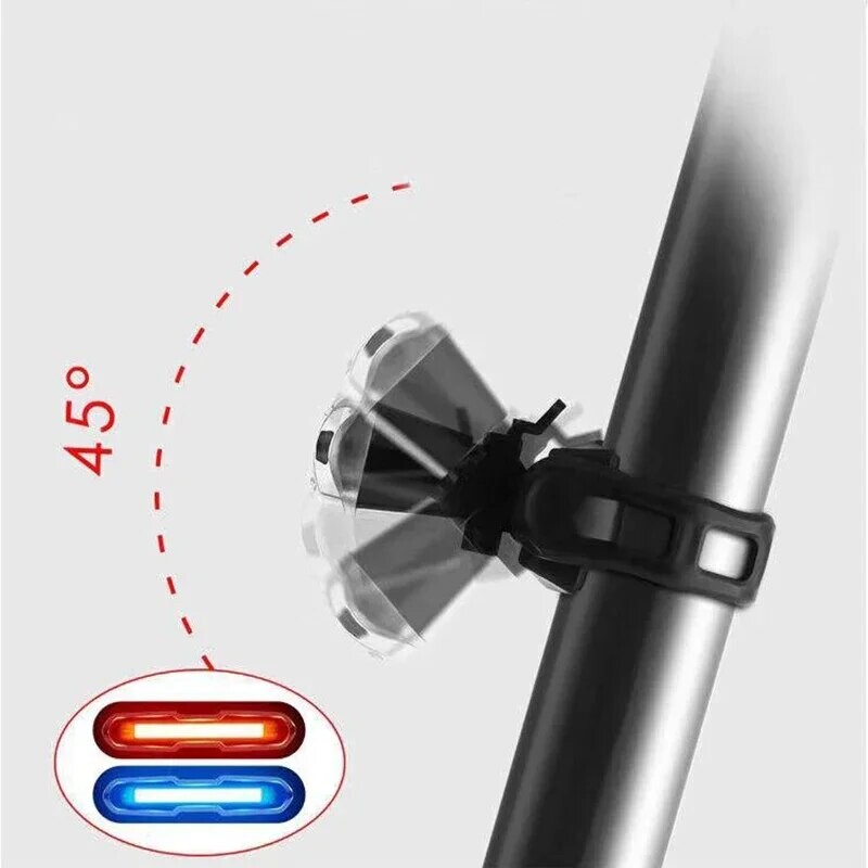Velosipēda aizmugurējais lukturis ūdensizturīgs LED USB uzlādējams aizmugurējais lukturis velosipēda zibspuldzes drošība kalnu velosipēda aizmugurējais lukturis sarkans zils balts