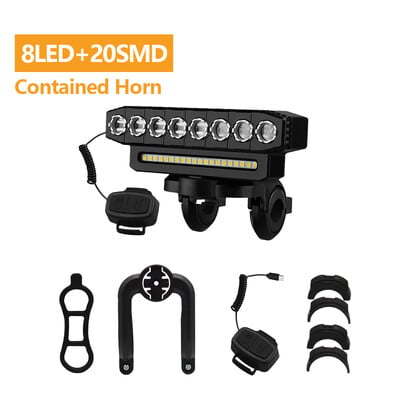 USB акумулаторна предна светлина за велосипед с клаксон Водоустойчиви LED фарове за велосипеди Пътна MTB лампа за колоездене Аксесоари Лесни за инсталиране