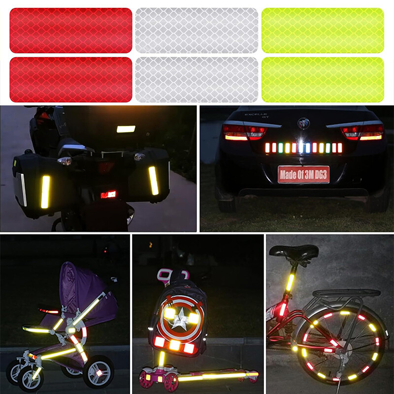 10–60 gab. Velosipēda atstarojošas uzlīmes Drošas 30x80 mm brīdinājuma josla automašīnas motocikla nakts drošības zīme velosipēda loka rāmja atstarotājs