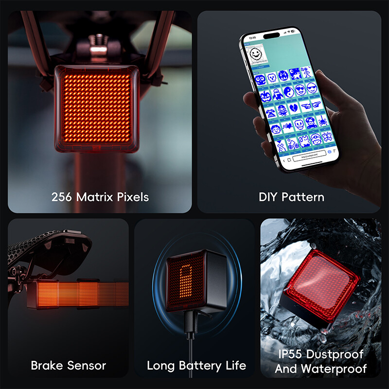 WEST BIKING Augstas redzamības DIY aizmugurējais velosipēda lukturis ar 1100 mAh ilgstošu bremžu aizmugurējo lukturu komandas riteņbraukšanas drošības piederumiem