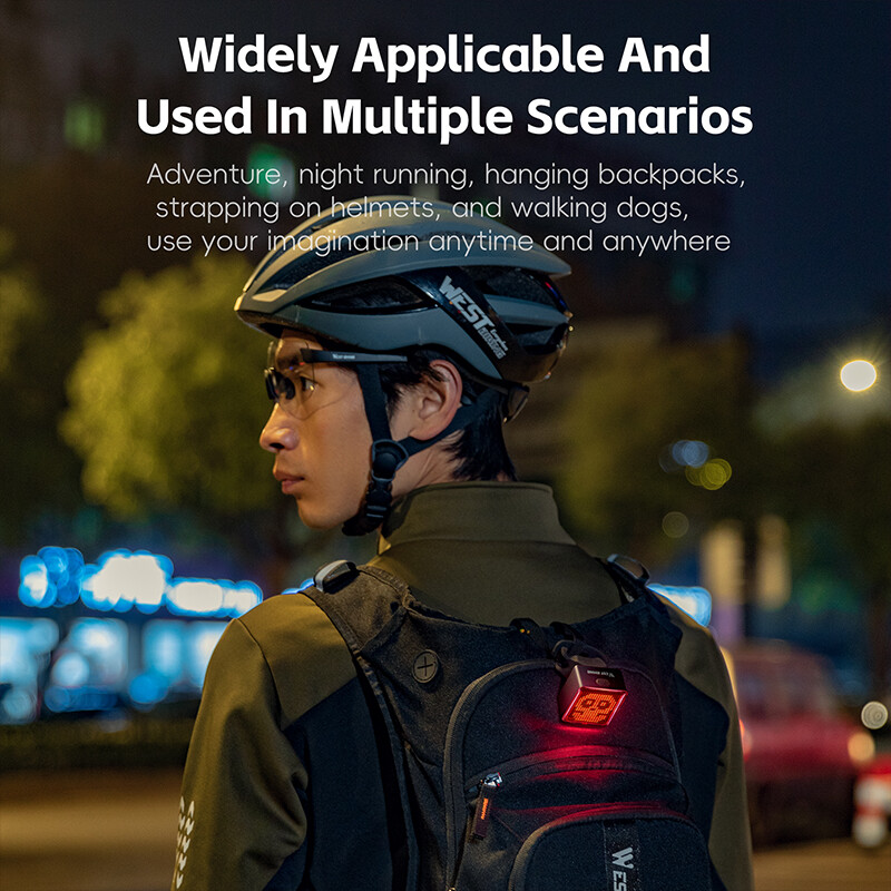 WEST BIKING Augstas redzamības DIY aizmugurējais velosipēda lukturis ar 1100 mAh ilgstošu bremžu aizmugurējo lukturu komandas riteņbraukšanas drošības piederumiem