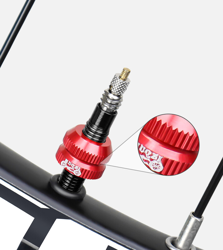 MUQZI 2Pcs Biciklistička guma bez zračnice Presta Matica ventila MTB Obruč cestovnog bicikla Aluminijski ultralaki poklopac ventila Dijelovi za popravak bicikla