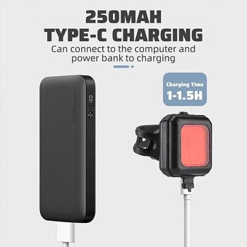 WEST BIKING Ποδηλασία Mini μπροστινά/πίσω φώτα 250 mAh Επαναφορτιζόμενα LED Υψηλής ορατότητας Πίσω φανάρι ποδηλάτου Μπροστινό Φως πιρούνι Πεζοπορία