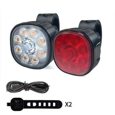 BUCKLOS velosipēda priekšējo aizmugurējo lukturu komplekts 10 LED velosipēda USB uzlādes priekšējo lukturu lukturis MTB ūdensizturīgs aizmugurējais lukturis LED laternas velosipēda daļas