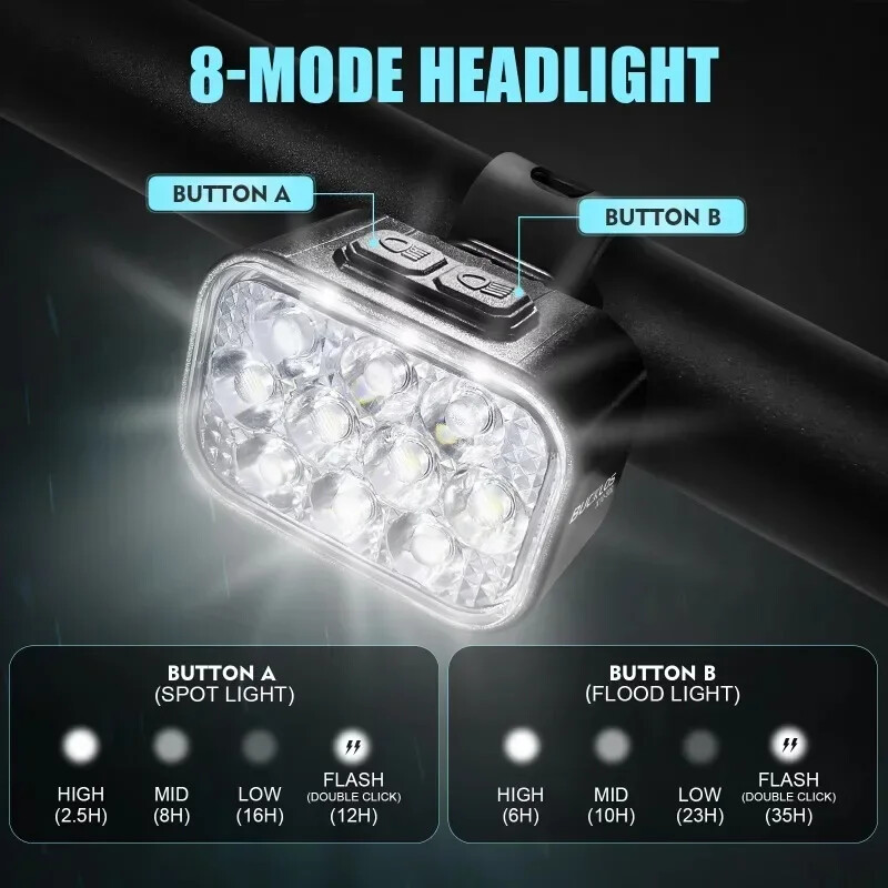 BUCKLOS velosipēda priekšējo aizmugurējo lukturu komplekts 10 LED velosipēda USB uzlādes priekšējo lukturu lukturis MTB ūdensizturīgs aizmugurējais lukturis LED laternas velosipēda daļas