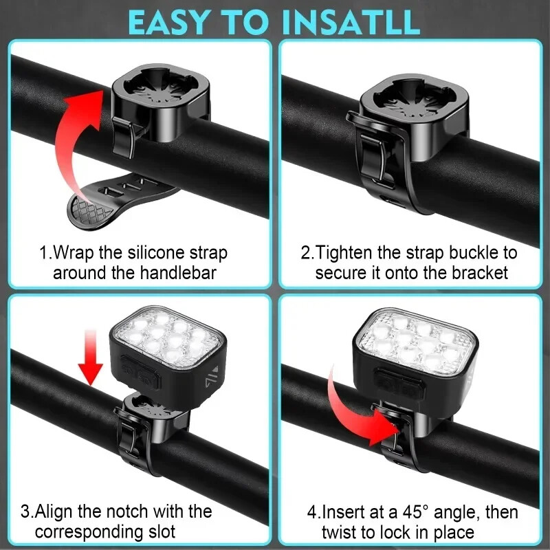 BUCKLOS velosipēda priekšējo aizmugurējo lukturu komplekts 10 LED velosipēda USB uzlādes priekšējo lukturu lukturis MTB ūdensizturīgs aizmugurējais lukturis LED laternas velosipēda daļas