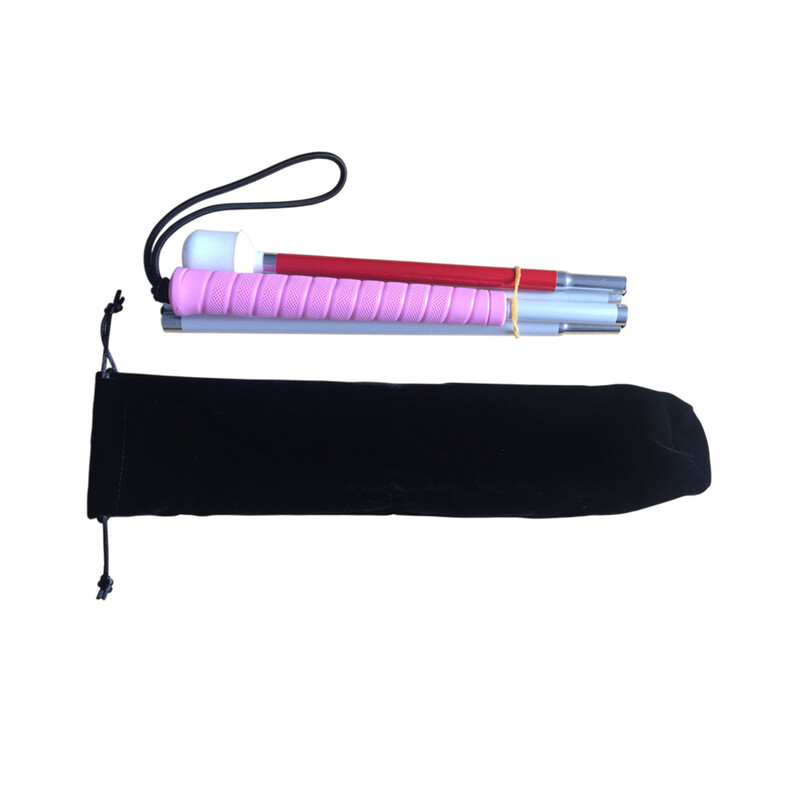 Rozā rokturis, 110-155 cm, alumīnija mobilitāte, salokāms balts spieķis vājredzīgiem un neredzīgiem cilvēkiem (nolaižas 4 sekcijas)