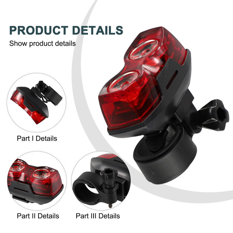 Velosipēda aizmugurējais lukturis AAA baterijas ar augstu redzamību sarkanās gaismas aizmugurējā gaisma, horizontāla vai vertikāla MTB šosejas velosipēda luktura piederums