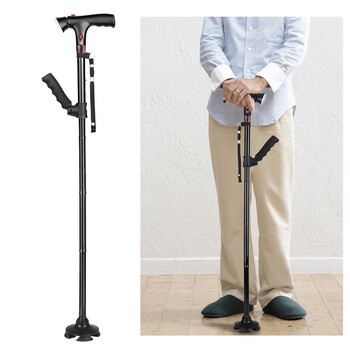 Сгъваем телескопичен сгъваем бастун Elder Cane LED Walking Trusty Sticks Старши патерици за майки По-възрастните бащи с аларма