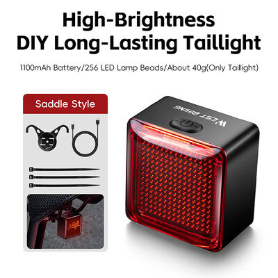 WEST BIKING Biciklistička zabava DIY stražnje svjetlo Visoka vidljivost kočionog svjetla 1100mAh dugotrajna stražnja svjetla Dodatna oprema za timski biciklizam