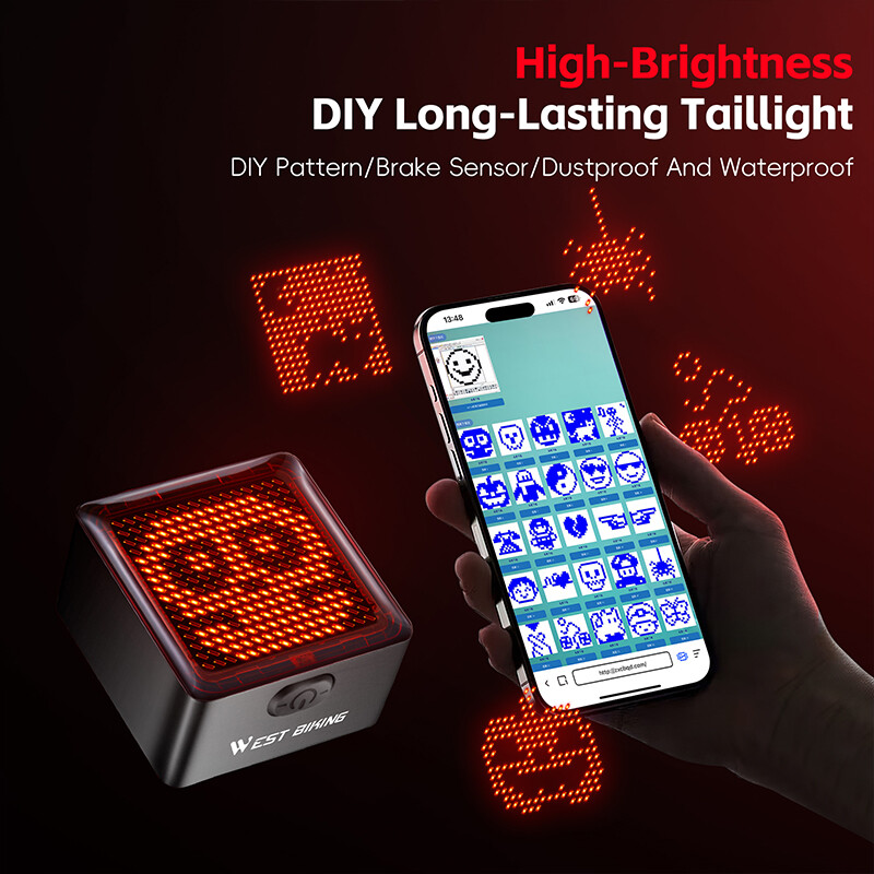 WEST BIKING Biciklistička zabava DIY stražnje svjetlo Visoka vidljivost kočionog svjetla 1100mAh dugotrajna stražnja svjetla Dodatna oprema za timski biciklizam