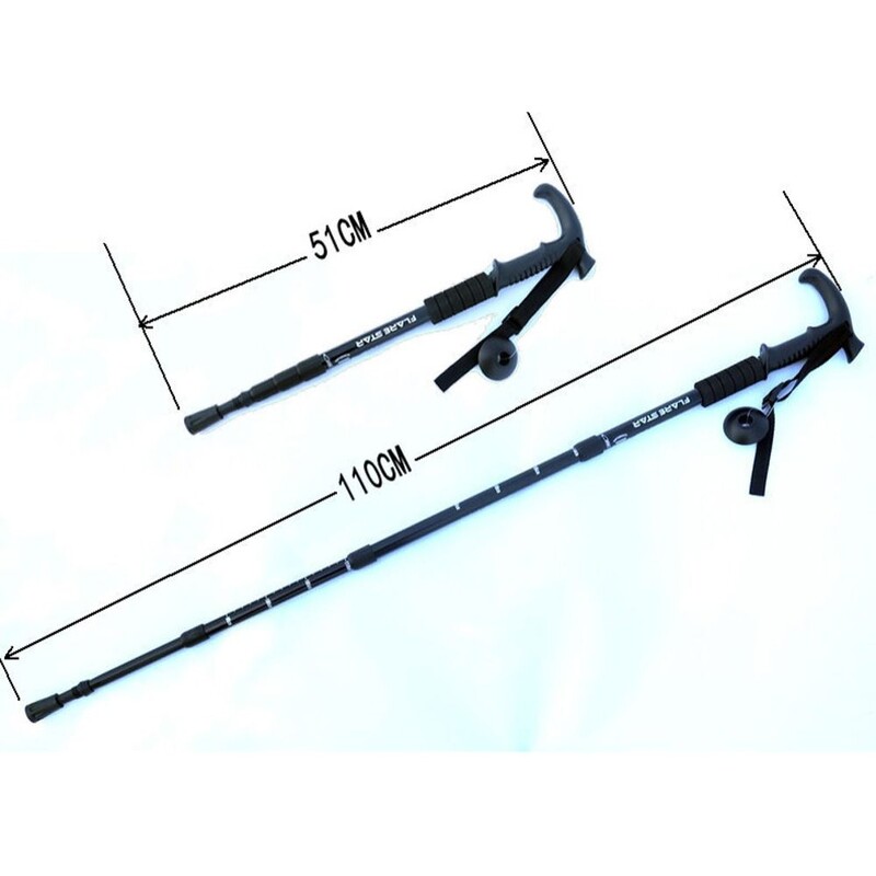 Ceļojumu piederumi 4 sekciju pārgājienu nūjas Neslīdoši salokāmi spieķi Nodilumizturība Viegli salokāmi kruķi pārgājieniem