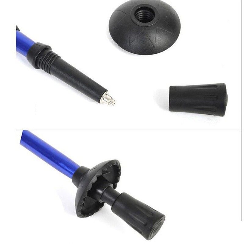 Ceļojumu piederumi 4 sekciju pārgājienu nūjas Neslīdoši salokāmi spieķi Nodilumizturība Viegli salokāmi kruķi pārgājieniem