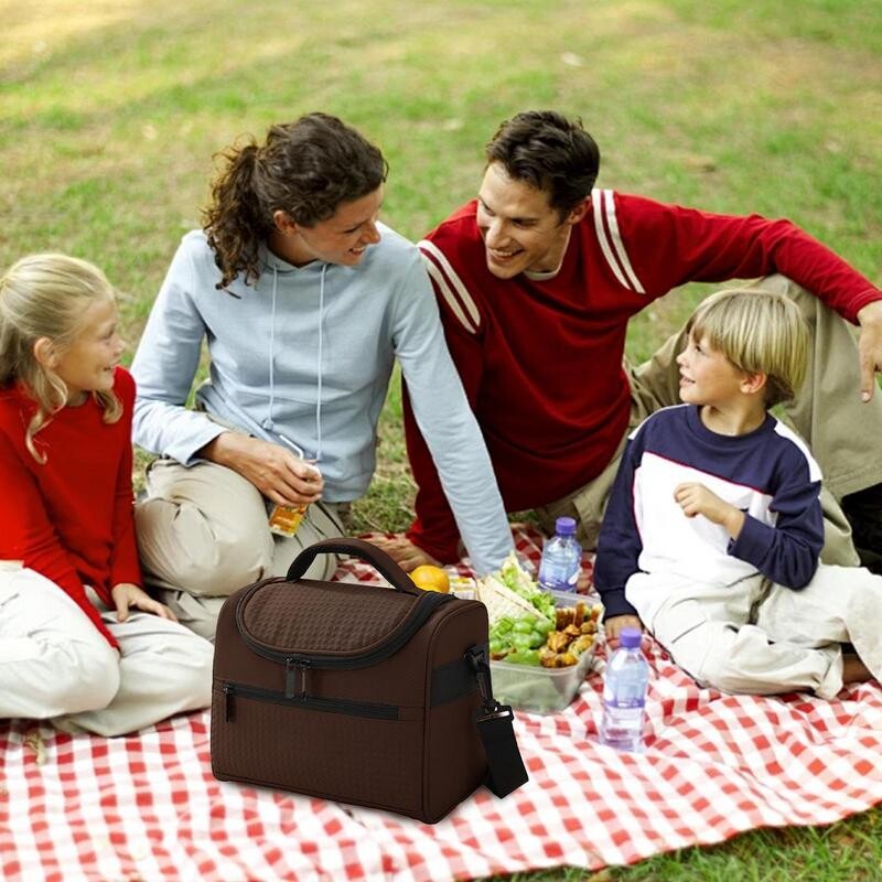 Pusdienu kaste sievietēm 8,5 l liela pusdienu soma, trīsslāņu izolācija, hermētisks dzesētājs pusdienu trauks ar regulējamu plecu siksnu