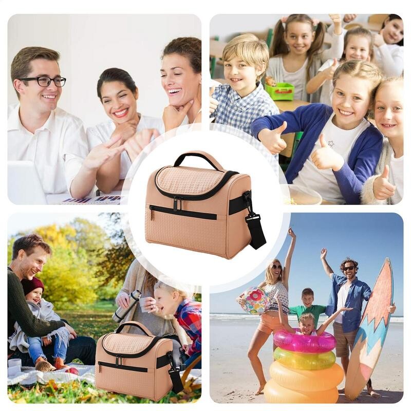 Pusdienu kaste sievietēm 8,5 l liela pusdienu soma, trīsslāņu izolācija, hermētisks dzesētājs pusdienu trauks ar regulējamu plecu siksnu