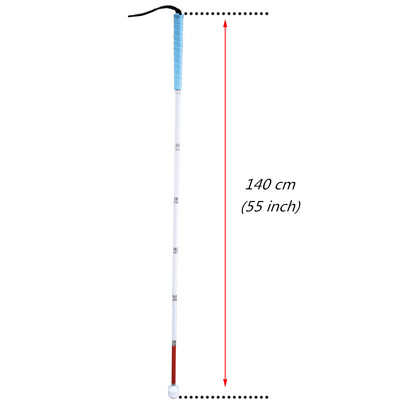 125cm-155cm alumīnija balts spieķis ar zilu rokturi žalūzijām (nolaižas 7 sekcijas) 7XU-BLK