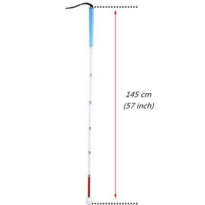 125cm-155cm alumīnija balts spieķis ar zilu rokturi žalūzijām (nolaižas 7 sekcijas) 7XU-BLK
