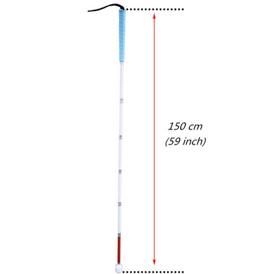 125cm-155cm alumīnija balts spieķis ar zilu rokturi žalūzijām (nolaižas 7 sekcijas) 7XU-BLK