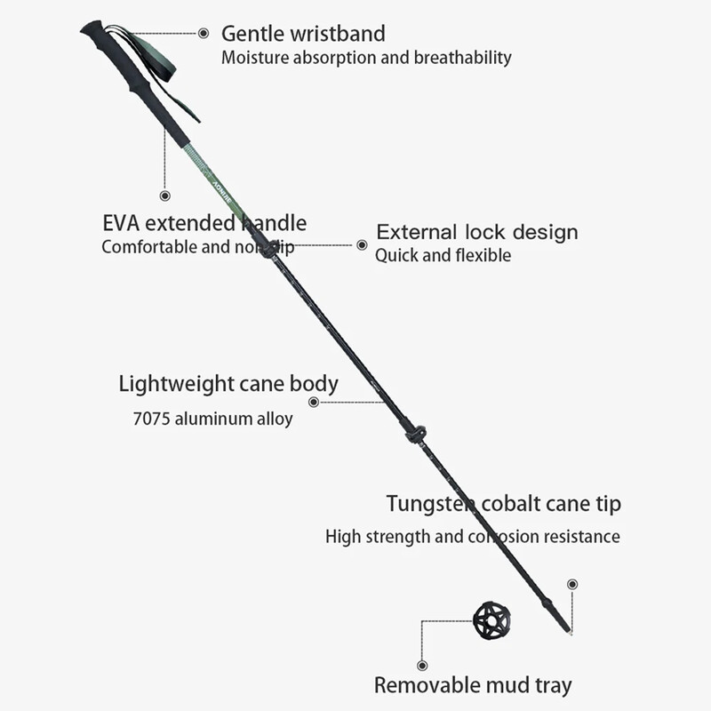 AONIJIE E4215 āra saliekamie pārgājienu nūji Izvelkami krosa skriešanas nūji, kas piemēroti alpīnismam un pārgājieniem