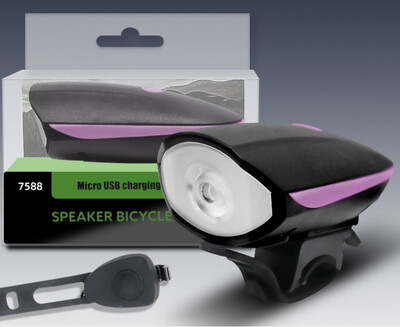 Velosipēdu priekšējais lukturis vairumtirdzniecība elektriskais signāltaure, ūdensnecaurlaidīgs priekšējais lukturis, USB uzlādējams velosipēda lukturis, skaļi zvani