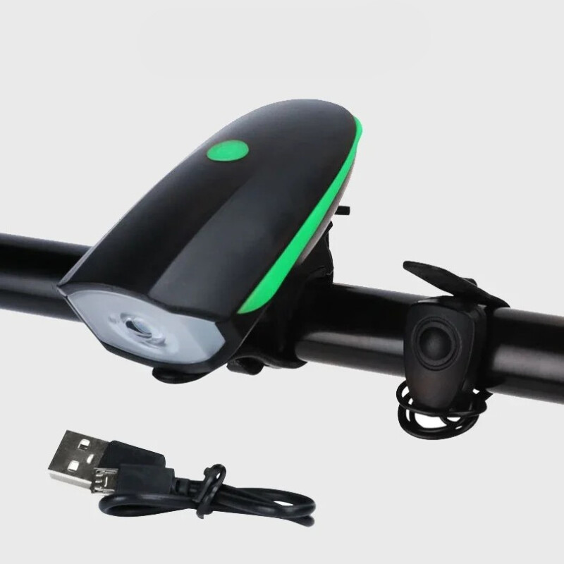 Velosipēdu priekšējais lukturis vairumtirdzniecība elektriskais signāltaure, ūdensnecaurlaidīgs priekšējais lukturis, USB uzlādējams velosipēda lukturis, skaļi zvani