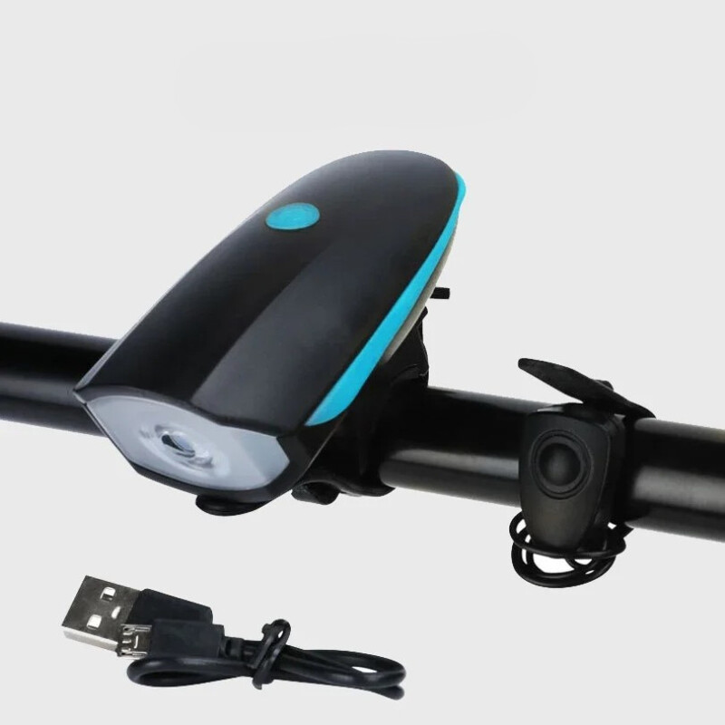 Velosipēdu priekšējais lukturis vairumtirdzniecība elektriskais signāltaure, ūdensnecaurlaidīgs priekšējais lukturis, USB uzlādējams velosipēda lukturis, skaļi zvani