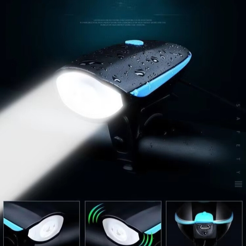 Velosipēdu priekšējais lukturis vairumtirdzniecība elektriskais signāltaure, ūdensnecaurlaidīgs priekšējais lukturis, USB uzlādējams velosipēda lukturis, skaļi zvani