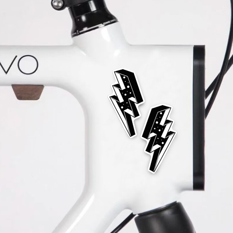 1 Pair Black Lightning velosipēda rāmja uzlīmes DIY MTB velosipēda augšējā caurule, stūre Dakša, ūdensizturīga vinila uzlīme Motociklu piederumi