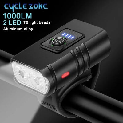 BK02 Lumină pentru bicicletă T6 LED, lumini pentru biciclete reîncărcabile prin USB, 6 moduri, lanternă MTB, far pentru bicicletă, lampă frontală pentru bicicletă