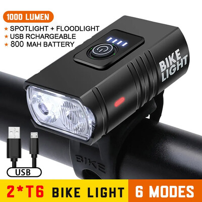 BK02 Svjetlo za bicikl T6 LED USB punjiva svjetla za bicikl 6 modova MTB svjetiljka Prednje svjetlo za bicikl za biciklizam Prednje svjetlo za bicikl