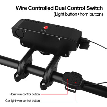 Ново USB зареждане MTB Велосипедна лампа Horn Highlight Bike Light Водоустойчива лампа за колоездене Фенерче Аксесоари за велосипедно оборудване