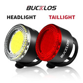 BUCKLOS velosipēda lukturu komplekts Izceltais COB LED priekšējais aizmugurējais lukturis Ūdensizturīgs USB uzlādējams velosipēda aizmugurējie lukturi Riteņbraukšanas drošības priekšējais lukturis