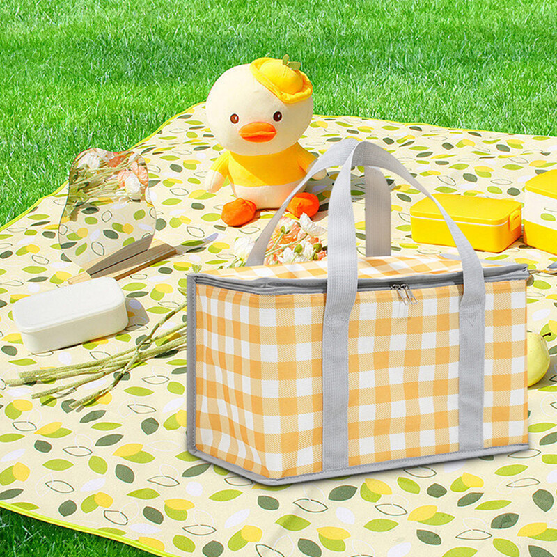 Izolēta piknika soma ar diviem rāvējslēdzējiem kempinga pusdienu soma Lielas ietilpības piknika groza soma daudzfunkcionāla āra pludmales grilēšanai