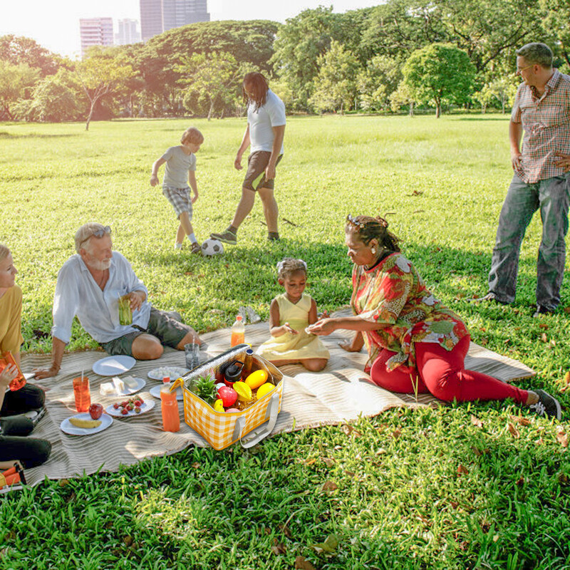 Izolēta piknika soma ar diviem rāvējslēdzējiem kempinga pusdienu soma Lielas ietilpības piknika groza soma daudzfunkcionāla āra pludmales grilēšanai