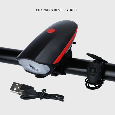 Velosipēda priekšējais lukturis ar elektrisko signālu, ūdensnecaurlaidīgs velosipēda priekšējais lukturis, USB uzlādējams velosipēda lukturis skaļi velosipēda zvani laterna