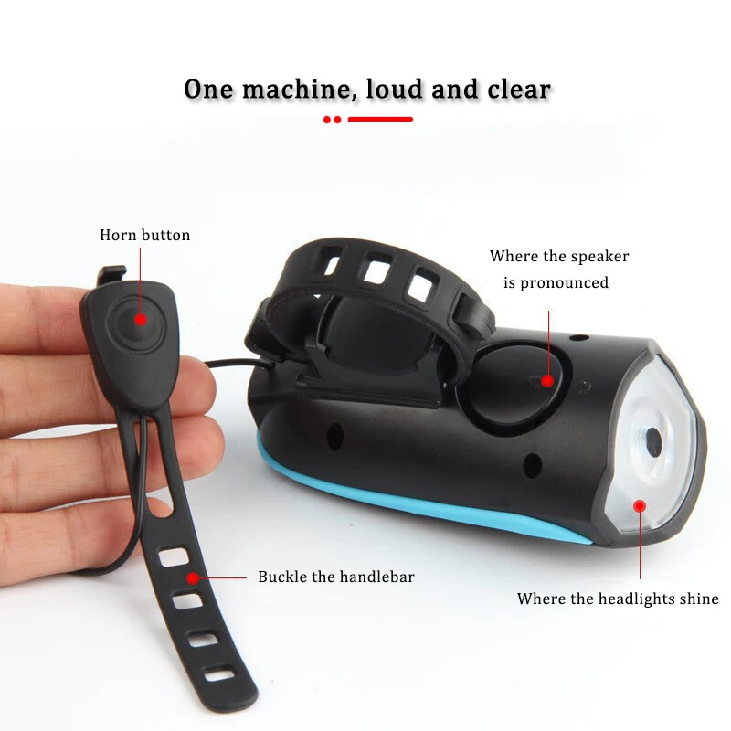 Velosipēda priekšējais lukturis ar elektrisko signālu, ūdensnecaurlaidīgs velosipēda priekšējais lukturis, USB uzlādējams velosipēda lukturis skaļi velosipēda zvani laterna
