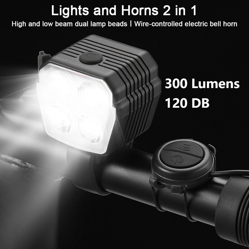 2 vienā velosipēda signāltaures gaisma MTB šosejas velosipēda priekšējais lukturis 120 DB USB uzlādes priekšējais velosipēda priekšējais lukturis 7 gaismas režīmi riteņbraukšanas piederumi