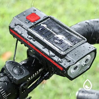 X-TIGER Solar Bicycle Light Κόρνα Προβολέας 120dB TYPE-C Φόρτιση MTB Ποδήλατο Δρόμου Μπροστινό Φωτιστικό Εξωτερικού φακού Φώτα ποδηλάτου