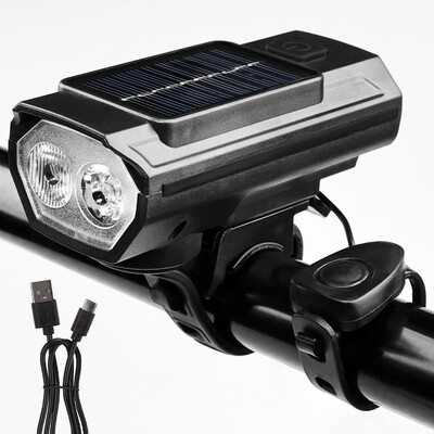 X-TIGER saulės dviračio šviesos raginis priekinis žibintas 120dB TYPE-C įkraunamas MTB plento dviračio priekinis žibintas lauko žibintuvėlis dviračio žibintai