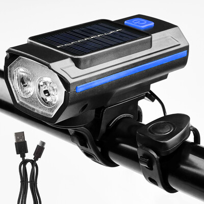 X-TIGER saulės dviračio šviesos raginis priekinis žibintas 120dB TYPE-C įkraunamas MTB plento dviračio priekinis žibintas lauko žibintuvėlis dviračio žibintai